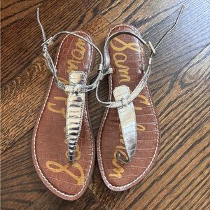 Sam Edelman Silver Gigi Thong Sandals Size 8 Women’s
